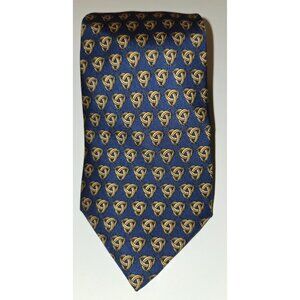 Vintage Hermes Navy And Gold 100% Silk Repeating Horsebit Pattern Necktie Paris
